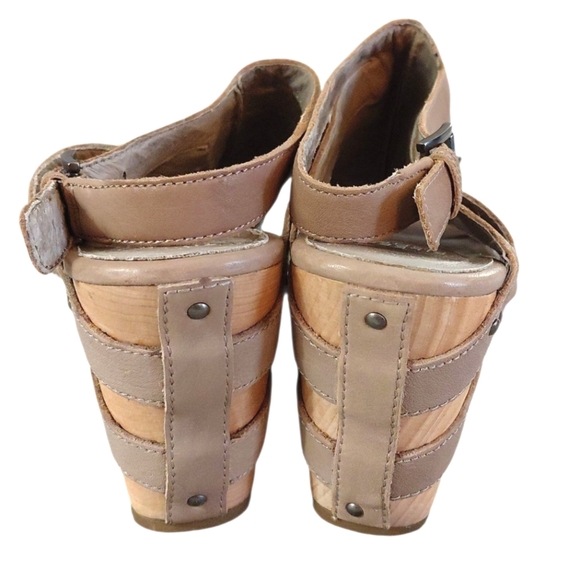 Eileen Fisher Lotus Strappy Leather Cut Out Wedge Sandals Size 8 - Picture 7 of 11